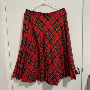 Vintage Red Tartan Plaid Skirt